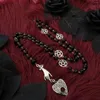 Chaînes Personalisierbar Chapelet Noir Perles Avec Conseil De Divination Et Mains Collier Gothique Magie Noire Mystérieux Bijoux Fantôme