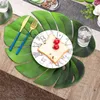 Flores decorativas 12pcs faux palm mesa de palma placemats montanhas -russas folhas falsas folhas de café havaí