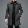 Мужские шерстяные высококачественные мужские зимние куртки и пальто Деловые повседневные шерстяные длинные пальто Мужские отложным воротником 231102
