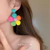 Colorful Woven Cord Flower Earrings Summer Youth Style Ear Pendant Fashion Versatile Girls Stud Earrings Cute Women Gift Boutique Earrings