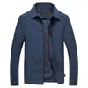 Men's Jackets Jacket Simple All-match Solid Color Spring And Autumn Lapel Long Sleeve Pocket Zipper Thin Section Hoodless