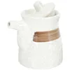 Frascos de armazenamento japonês molho de soja tempero pote vinagre frasco recipiente garrafa cerâmica frascos de óleo branco pequeno dispensador