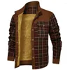 Men's Jackets Winter Stand Collar Liner Wool Coats Cardigan Streetwear Man Long Sleeve Fleece Outwear Vintage Patchwork Plaid