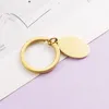 Chaveiros de aço inoxidável oval chaveiro em branco para gravar ouro rosa / ouro / prata cor metal espelho polido 10pcs