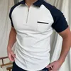 Men's Casual Shirts Summer Men Polo Shirt Short Sleeve Oversized Loose Zipper Color Matching Clothes Luxury Male Tee Shirts Top U.S. Yards 231102