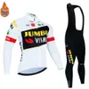 Cycling Jersey Sets JUMBO Team fleece Long Sleeve winter Bib Pants Ropa Ciclismo Bicycle warm Clothing MTB Bike Clothes Uniform 231102