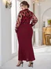 TOLEEN 2023 Frühling Luxus Frauen Plus Size Kleider Casual Chic Elegante Abendgesellschaft Langarm Große Maxi Türkische Robe Kleidung