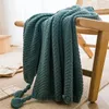 Blankets Knitted Throw Blanket With Tassel Plain Color Waffle Embossed Nordic For Bedroom Sofa Chunky Knit Bedspread