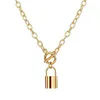 New Retro OT Buckle Lock Necklace Simple Gold Color Lasso Padlock Necklace for Women Punk Collares Jewelry G12062702