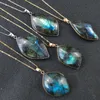 Colliers avec pendentif gratuit à partir de 3 pièces en pierre de Labradorite naturelle irrégulière 35-50mm collier incrusté au clair de lune accessoires sans chaînePendentif