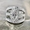 Eheringe CAOSHI Mode Frauen Marquise Cut Ring Weibliche Party Schmuck Wunderschöne Silber Farbe Finger Zubehör Für Jahrestag