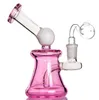 Färg Bong Perc Reclycle Oil Rig Mini Handglasbongar med stereomatris Perc Hoss Glass Vatten Rör Grid Oil Rig 14 mm Joint