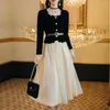 Two Piece Dress 2023 Spring Autumn Vintage Set Women Velvet Short Jacket Coat Gauze Skirt Suits Korean 2 Sets Outfit