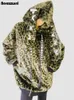 Futro dla kobiet sztuczne nerazzurri zimowy kolor kolorowy lampartek słodki słodki ciepły miękki płaszcz Kobiety z króliczkami puszystą kurtkę 2023 231102