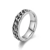 Wholesale Trendy 6mm Stainless Steel Rotating chain Spinner rings wedding Engagement tail ring for men women