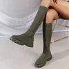 winter boot Knee length stockings and boots for women new autumn and winter one foot elastic thin boots thick soles large size high boots 221102