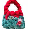 Fabryczne hurtowe damskie torba na ramię 5 kolorów słodka i urocza ręcznie tkana torebka zima popularna gruba wełniana szydełkowana świąteczna paczka 2218#