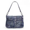 Sacs de soirée Mode Denim lavé Femmes Sac à bandoulière Jeans Pantalon Look Messenger Épaule Petit fourre-tout