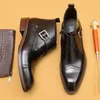 Buty luksusowy męski pasek klamry kostki zwykłe sukienka buty biuro biuro ślub prawdziwa skóra dla mężczyzn