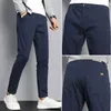 Mäns kostymer Autumn Winter Casual Straight Pants Men tjock stretch Slim Fit Elastic midja Bomullsföretag Klassiska koreanska byxor Male H22