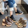 MIUI Autumn/Winter Best Quaty But 2024 Buty Dziecięce Wysokie średnie rękawie Martin Boots Wysokie obcasy Grube krótkie buty Lace Up Western Cowboy Skórzane buty