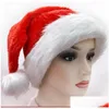 Julekorationer Santa Hat Deluxe Party Plush Hats Röd Vit Tjock Coral Veet för Kid ADT Barn Män kvinnor DROPEL SEVERY HEM DH36J