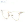 Óculos transparentes de meia armação inteira, óculos para miopia, armação transparente para homens e mulheres, lente transparente dourada, vidro óptico lunette1226z