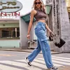 Jeans pour femmes Y2K taille haute femmes Denim Cargo pantalon ample Streetwear pantalon à la mode personnalité de la mode drapé dames jean 231102