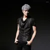 Men's T Shirts Tide Male Summer Short-sleeved T-shirt Korean Slim Hair Stylist Trend Tshirt Men Casual Fashion Patchwork Clothing M-XL