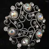 Broszki swobodne/sportowe prezenty dla kobiet akcesoria Duże srebrne kolory okrągłe broszka kryształowe styki modowe biżuteria B1218