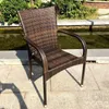 Camp Furniture Rattan Chair Outdoor Patio Terrace Leisure Cafe Milk Tea Shop Garden Armrest