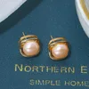 Stud Earrings Classic Princess Pink Color 6-7mm Round Pearl Fashion Elegant Handmade Jewelry Gifts