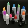 500pcs E Garrafas conta-gotas de líquido 3ml 5ml 10ml 15ml 20ml 30ml 50ml Garrafas de plástico com tampa à prova de crianças e pontas finas Recipiente vazio para Cpka