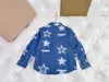 New Kids Shirt Long sleeved Polo collar baby clothes Size 100-160 CM Ghost printed denim Child Blouses Nov05