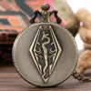 Montres de poche en Bronze/gris noir, béquille magique Dragon Totem Quartz analogique pour hommes et femmes, chaîne Fob, collier pendentif, horloge, cadeau Antique