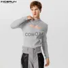 Men's Sweaters INCERUN 2023 Men Bodysuits T Shirt Knitted Solid Turtleneck Long Sleeve Rompers Men Streetwear Hollow Out Casual Bodysuit S-3XL J231102