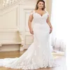 2023 Abiti da sposa a sirena lunga bohémien Applicazioni in pizzo Plus Size Corsetto avorio Abiti da sposa Boho Beach Tulle Estate Vestido De Novia