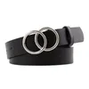 Belts MOQ 10pieces Wholesale Women Leather Belt Gold/Sliver Fashion Double O-Ring Soft Faux Waist