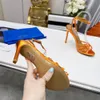 AQUAZZURA sandales à talons aiguilles en cristal orange ornées de chaussures croisées à bout ouvert en PVC transparent de 105 mm Sandales de créateur de luxe pour femmes Chaussure de soirée de luxe pour femmes