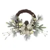 Decorative Flowers Christmas Wreath With Lights Door Hanging Decoration Vine For Xmas Farmhouse Indoor Window Outside