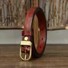 Belts 18CM Thin Genuine Leather for Women Luxury Copper Buckle Cowskin Female Belt Simple Waist For Jeans Candy Color 231101