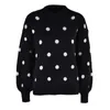 Damestruien Damestrui Lange mouw Lichtgewicht Polka Dot Print Pullover Zacht gebreide kleding Truien Basic Dikker gebreide top