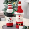 Decorações de natal decorações de natal santa malha garrafa de vinho caso elk boneco de neve vermelho champanhe pano 2023 feliz decoração feliz ano dhoak
