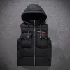 P-RAの最新のオリジナルメンズフードドベストコートファッションデザイナーメンズダウンコットンノースリーブベストジャケット秋の冬暖かい肥厚ソフトベストコートM-4XL