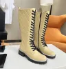 Designer Boots Chain Ankle Boot Women Hardware Letter Boots Pouch Battle Shoes Rubber Sole Winter Platform Lace-Up Lattice Booties Shoe