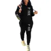 Plus Size 3xl 4xl 5xl Clothes Spring Women Tracksuits 2 Piece Set Letter Printed Sweater Long Sleeve Hoodie Sweatpant Jogger Suit Outfits 2024