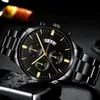 Montres-bracelets Mode Hommes Noir En Acier Inoxydable Montre De Luxe Calendrier Quartz Poignet Hommes Montres D'affaires pour Homme Horloge Relogio Masculino 231101