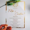 بطاقات المعايدة 30pcs Gold Foil Custom Printing Acrylic Card دعوة الزفاف الشفافة 231102