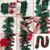 Faux Floral Greenery Weihnachten LED Girlande Dekoration Kranz LED Rattan Girlande Grün Künstlicher Blumenbaum Rattan Banner Kranz Dekoration 231102