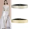 Ceinture large élastique en or et argent pour femmes, en métal, garde-peau de poisson, marque Cinto Feminino, luxe 231101